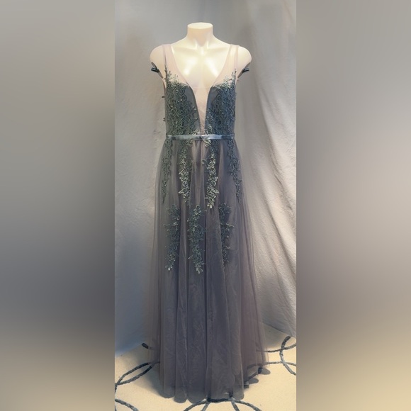 Ever Pretty Gray Embroidered Maxi Dress - Picture 1 of 12